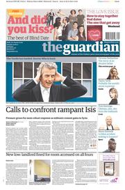 The Guardian Newspaper Front Page (UK) for 23 August 2014