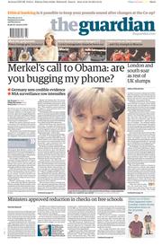 The Guardian Newspaper Front Page (UK) for 24 October 2013