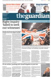 The Guardian Newspaper Front Page (UK) for 24 November 2014