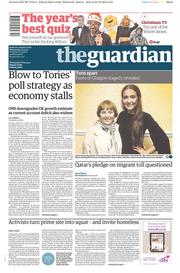 The Guardian Newspaper Front Page (UK) for 24 December 2014