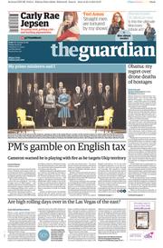 The Guardian (UK) Newspaper Front Page for 24 April 2015