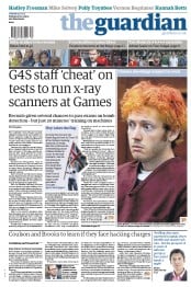 The Guardian Newspaper Front Page (UK) for 24 July 2012
