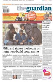 The Guardian Newspaper Front Page (UK) for 24 September 2013