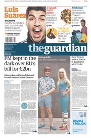 The Guardian Newspaper Front Page (UK) for 25 October 2014