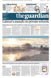 The Guardian (UK) Newspaper Front Page for 25 November 2014