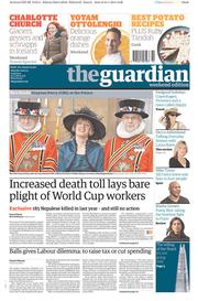 The Guardian (UK) Newspaper Front Page for 25 January 2014