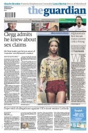 The Guardian Newspaper Front Page (UK) for 25 February 2013