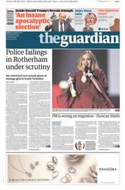 The Guardian (UK) Newspaper Front Page for 25 February 2016