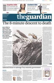 The Guardian (UK) Newspaper Front Page for 25 March 2015