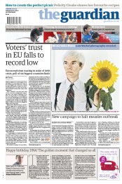 The Guardian (UK) Newspaper Front Page for 25 April 2013