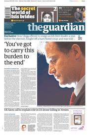 The Guardian (UK) Newspaper Front Page for 25 June 2015