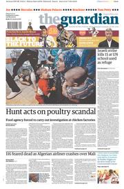 The Guardian Newspaper Front Page (UK) for 25 July 2014