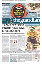 The Guardian Newspaper Front Page (UK) for 25 July 2015