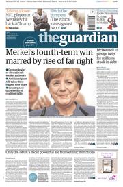 The Guardian (UK) Newspaper Front Page for 25 September 2017