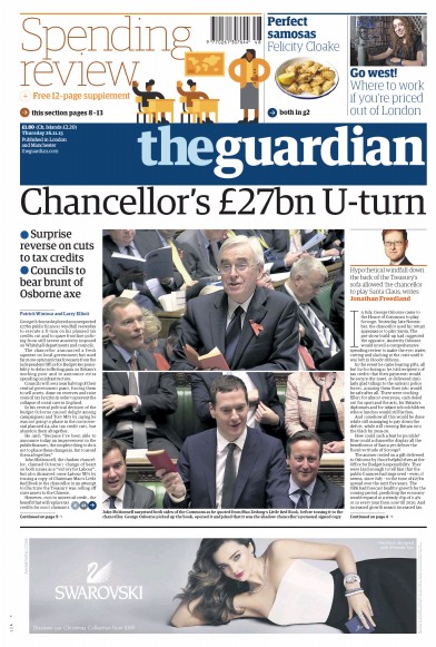 The Guardian Newspaper Front Page (UK) for 26 November 2015