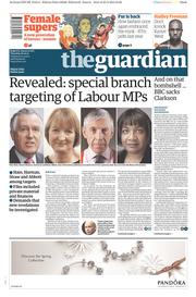 The Guardian Newspaper Front Page (UK) for 26 March 2015