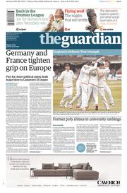 The Guardian (UK) Newspaper Front Page for 26 May 2015