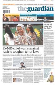The Guardian Newspaper Front Page (UK) for 26 August 2014
