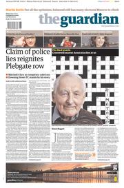 The Guardian Newspaper Front Page (UK) for 27 November 2013