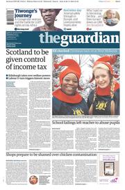 The Guardian (UK) Newspaper Front Page for 27 November 2014