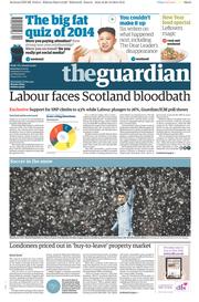 The Guardian (UK) Newspaper Front Page for 27 December 2014