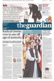The Guardian Newspaper Front Page (UK) for 27 January 2015