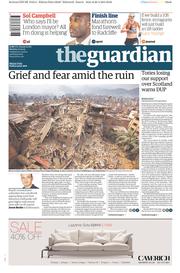 The Guardian Newspaper Front Page (UK) for 27 April 2015