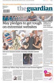 The Guardian Newspaper Front Page (UK) for 27 May 2013