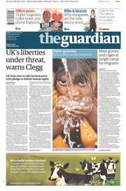 The Guardian Newspaper Front Page (UK) for 27 May 2015