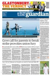 The Guardian Newspaper Front Page (UK) for 27 June 2011