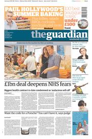The Guardian Newspaper Front Page (UK) for 27 July 2013
