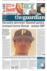 The Guardian Newspaper Front Page (UK) for 28 February 2015