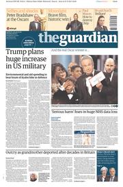 The Guardian (UK) Newspaper Front Page for 28 February 2017