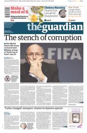 The Guardian (UK) Newspaper Front Page for 28 May 2015