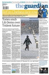The Guardian Newspaper Front Page (UK) for 29 October 2012