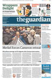 The Guardian Newspaper Front Page (UK) for 29 November 2014