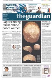The Guardian Newspaper Front Page (UK) for 29 January 2015