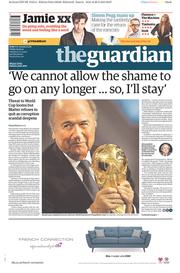 The Guardian Newspaper Front Page (UK) for 29 May 2015