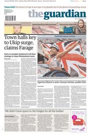 The Guardian Newspaper Front Page (UK) for 29 July 2013