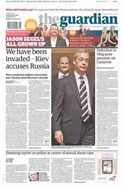 The Guardian Newspaper Front Page (UK) for 29 August 2014