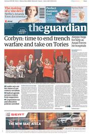 The Guardian (UK) Newspaper Front Page for 29 September 2016
