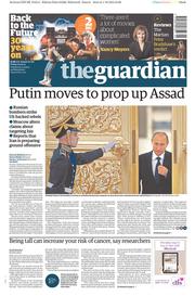 The Guardian (UK) Newspaper Front Page for 2 October 2015