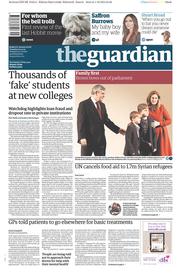 The Guardian (UK) Newspaper Front Page for 2 December 2014