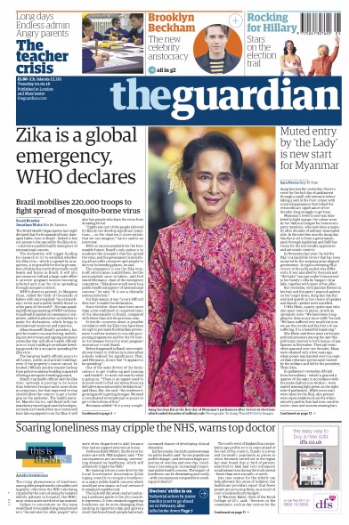The Guardian Newspaper Front Page (UK) for 2 February 2016