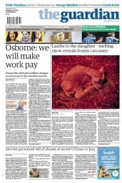 The Guardian Newspaper Front Page (UK) for 2 April 2013