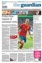 The Guardian (UK) Newspaper Front Page for 2 July 2012