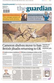 The Guardian (UK) Newspaper Front Page for 2 September 2014