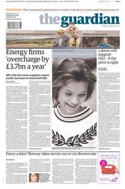 The Guardian Newspaper Front Page (UK) for 30 October 2013