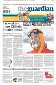 The Guardian Newspaper Front Page (UK) for 30 December 2013
