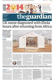 The Guardian Newspaper Front Page (UK) for 30 December 2014